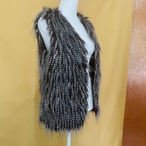 MAD Style Black White Speckled Faux Fur Vest - Boho Chic Y2K S/M/L